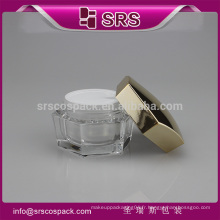 SRS fabricant récipient cosmétique, pichet en acrylique avec bocal cosmétique intérieur, maçon pour poudre